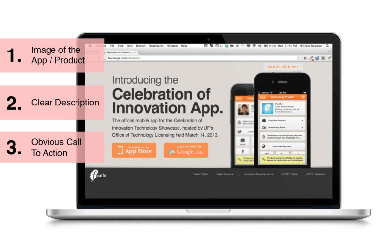 Example Landing Page Annotated 